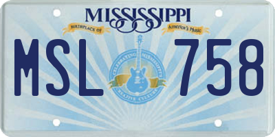 MS license plate MSL758