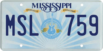 MS license plate MSL759