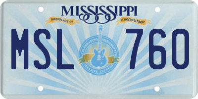 MS license plate MSL760