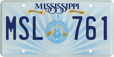 MS license plate MSL761