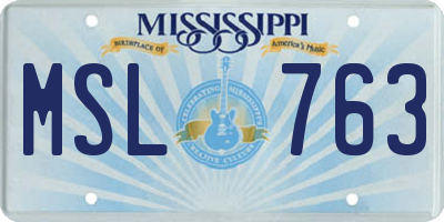 MS license plate MSL763