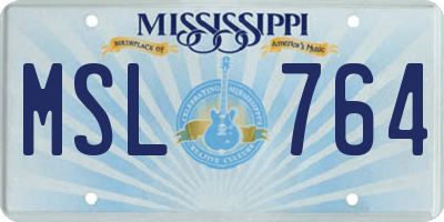 MS license plate MSL764