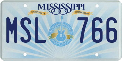 MS license plate MSL766