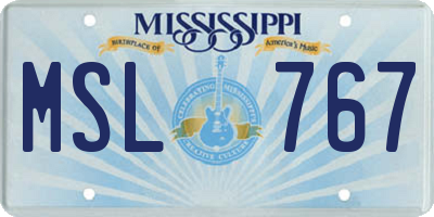 MS license plate MSL767
