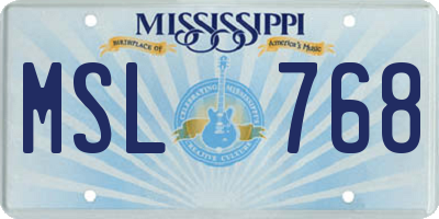 MS license plate MSL768