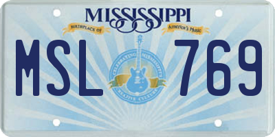 MS license plate MSL769