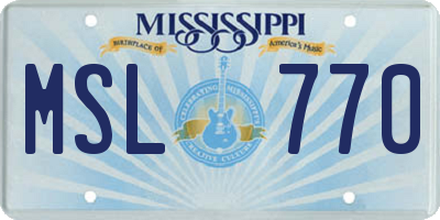 MS license plate MSL770
