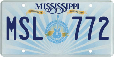 MS license plate MSL772
