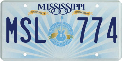 MS license plate MSL774