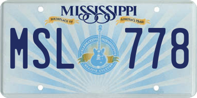 MS license plate MSL778