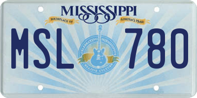MS license plate MSL780