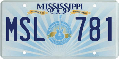 MS license plate MSL781