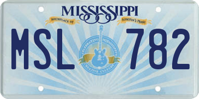 MS license plate MSL782