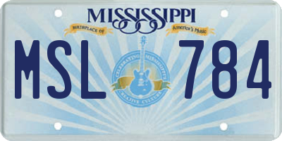 MS license plate MSL784