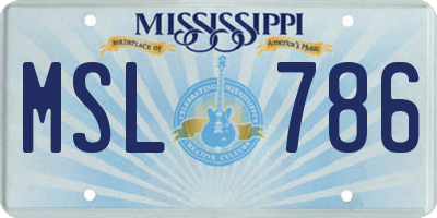 MS license plate MSL786