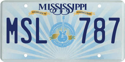 MS license plate MSL787