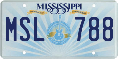 MS license plate MSL788