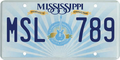MS license plate MSL789