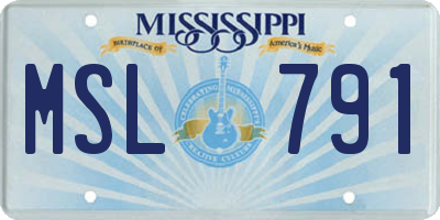 MS license plate MSL791