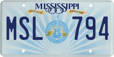 MS license plate MSL794