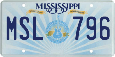 MS license plate MSL796