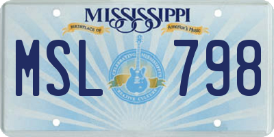 MS license plate MSL798