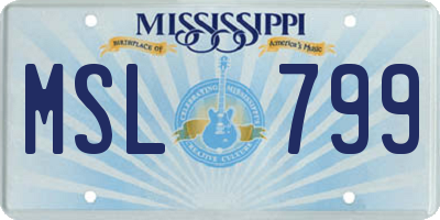 MS license plate MSL799