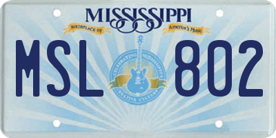 MS license plate MSL802