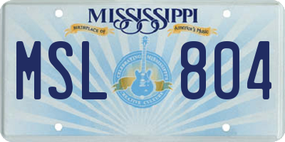 MS license plate MSL804