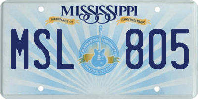 MS license plate MSL805
