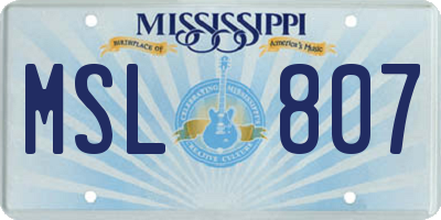 MS license plate MSL807