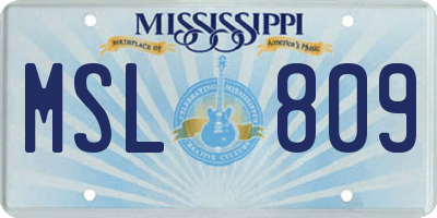 MS license plate MSL809