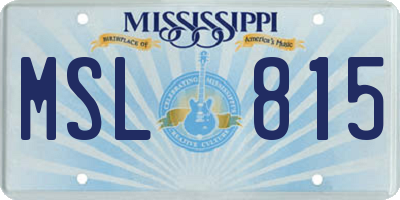 MS license plate MSL815