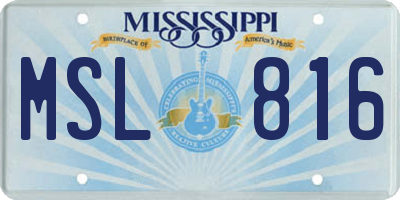 MS license plate MSL816