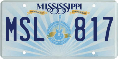 MS license plate MSL817