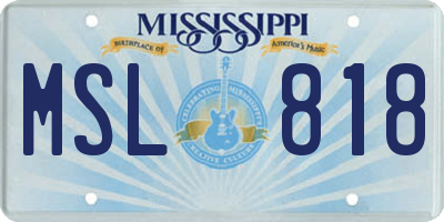 MS license plate MSL818