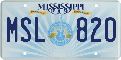 MS license plate MSL820