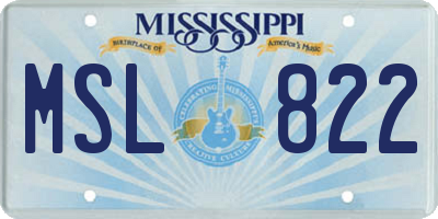 MS license plate MSL822
