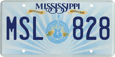 MS license plate MSL828