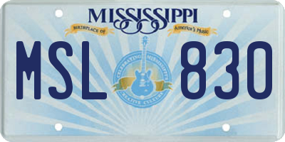 MS license plate MSL830