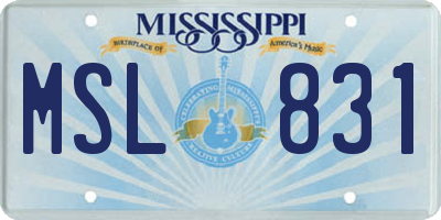 MS license plate MSL831