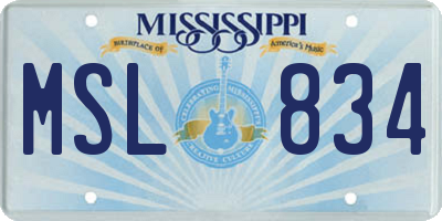 MS license plate MSL834