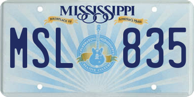 MS license plate MSL835