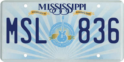 MS license plate MSL836
