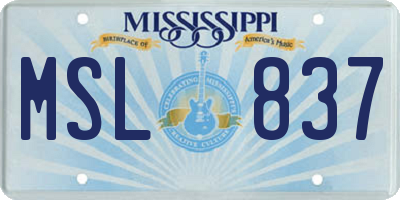 MS license plate MSL837