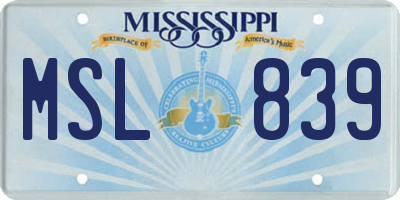 MS license plate MSL839