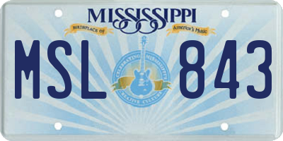MS license plate MSL843