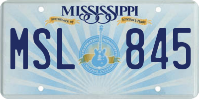 MS license plate MSL845