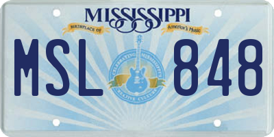 MS license plate MSL848