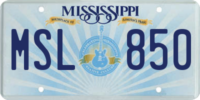 MS license plate MSL850